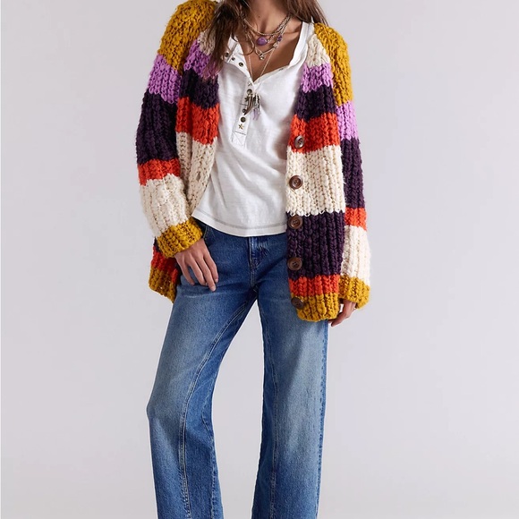 Free People Myles Stripe Cardi - Picture 2 of 4